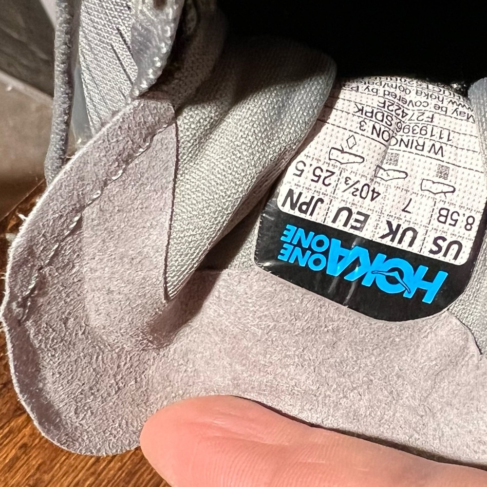 Hoka Rincon 3 running shoe in a grey. - Picture 11 of 13